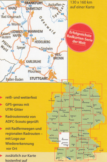 detail RTK 20 Rhein / Neckar 1:150.000 cyklomapa ADFC
