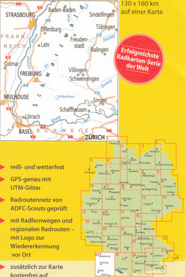detail RTK 24 Schwarzwald / Oberrhein 1:150.000 cyklomapa ADFC