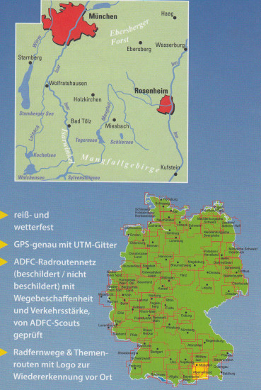 detail RK München Alpenvorland 1:75.000 cyklomapa ADFC