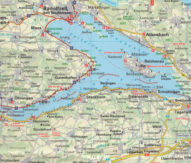 detail Eurovelo #1 Rhein- & Donauradweg / Basilej - Stein am Rhein 1:100t cyklomapa