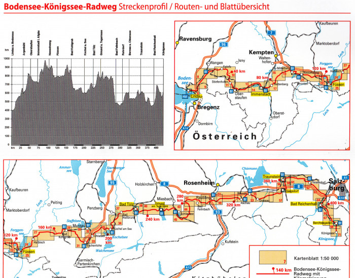 detail Bodensee - Königssee Radweg 1:50.000 průvodce na spirále ADFC