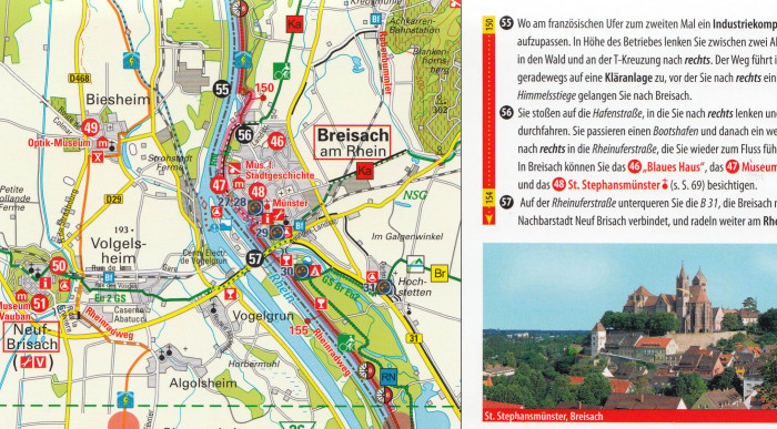 detail Rheinradweg Süd (Rýn) 1:75.000 průvodce na spirále ADFC