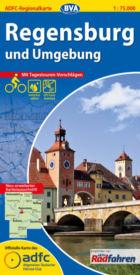 detail Regensburg a okolí 1:75.000 cyklomapa ADFC