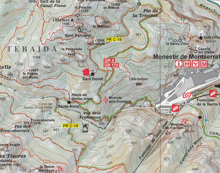 detail PN de la Muntanya de Montserrat 1:10t mapa ALPINA