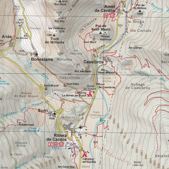 detail Pica d´Estats, Mont-roig, Vall Ferrera, Val de Cardós 1:25t mapa ALPINA