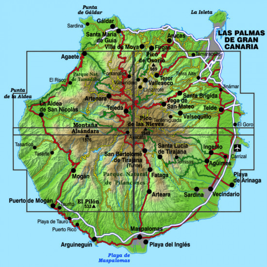 detail Gran Canaria 1.25.000 set 4 turistických map ALPINA
