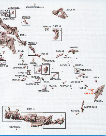 detail Chalki (Řecko) 1:20t, turistická mapa ANAVASI