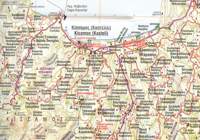 detail Chania - Kréta západ 1:100t turistická mapa ANAVASI