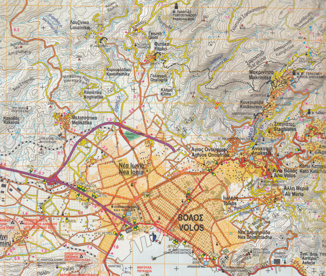 detail Pilio sever - Mavrovouni (Řecko) 1:50t, turistická mapa ANAVASI