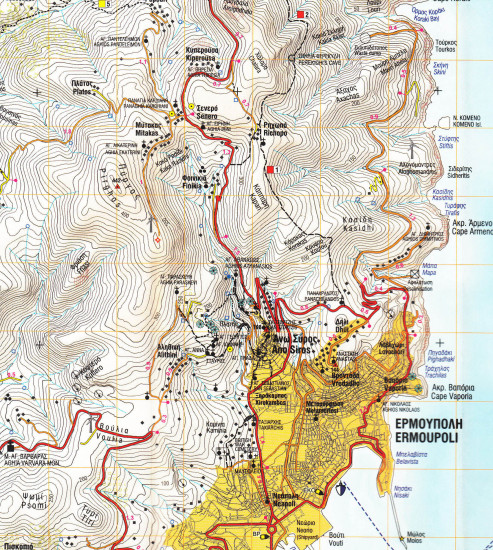 detail Syros (Řecko) 1:20t, turistická mapa ANAVASI