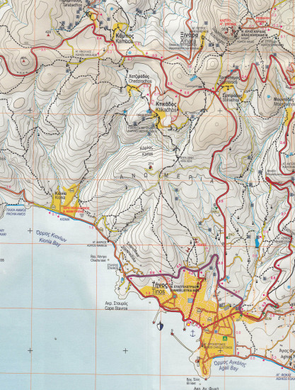 detail Tinos (Řecko) 1:25t, turistická mapa ANAVASI