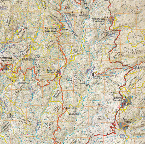 detail Pindus Zagori (Řecko) 1:50t, turistická mapa ANAVASI