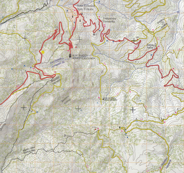 detail Mt. Ziria (Řecko) 1:25t, turistická mapa ANAVASI