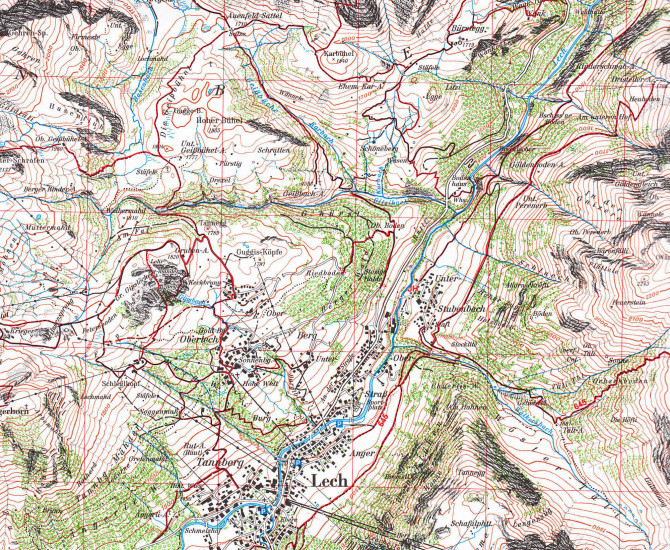detail Lechtaler Alpen, Arlberggebiet 1:25 000, turistická mapa, Alpenverein #3/2