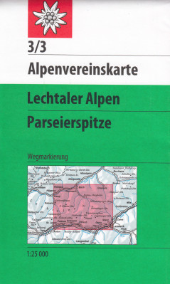 Lechtaler Alpen, Parseierspitze 1:25 000, turistická mapa, Alpenverein #3/3