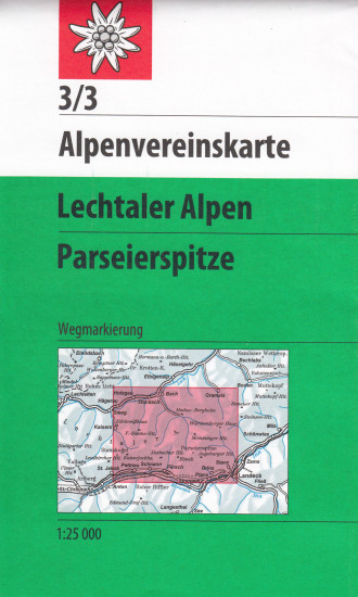 detail Lechtaler Alpen, Parseierspitze 1:25 000, turistická mapa, Alpenverein #3/3