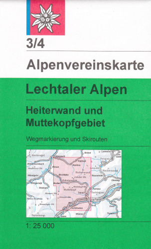 Lechtaler Alpen, Heiterwand und Muttekopfgebiet 1:25 000, turistická mapa letní