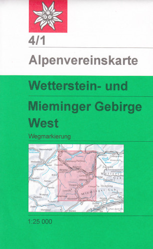 Wetterstein- und Mieminger Gebirge Západ 1:25 000, turistická mapa, Alpenverein