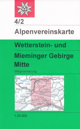 detail Wetterstein- und Mieminger Gebirge Střed 1:25 000, turistická mapa, Alpenverein