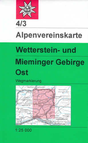 Wetterstein- und Mieminger Gebirge Východ 1:25 000, turistická mapa, Alpenverein