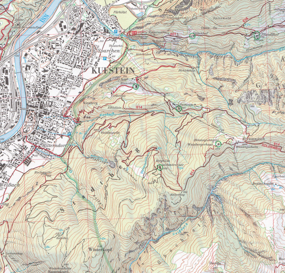 detail Kaisergebirge 1:25 000, turistická mapa letní a zimní, Alpenverein #8