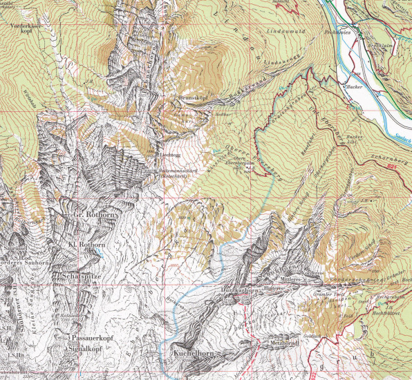 detail Loferer und Leoganger Steingebirge 1:25 000, turistická mapa, Alpenverein #9