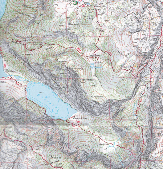 detail Steinernes Meer 1:25 000, turistická mapa letní a zimní, Alpenverein #10/1