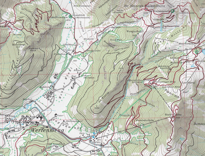 detail Tennengebirge 1:25 000, turistická mapa, Alpenverein #13