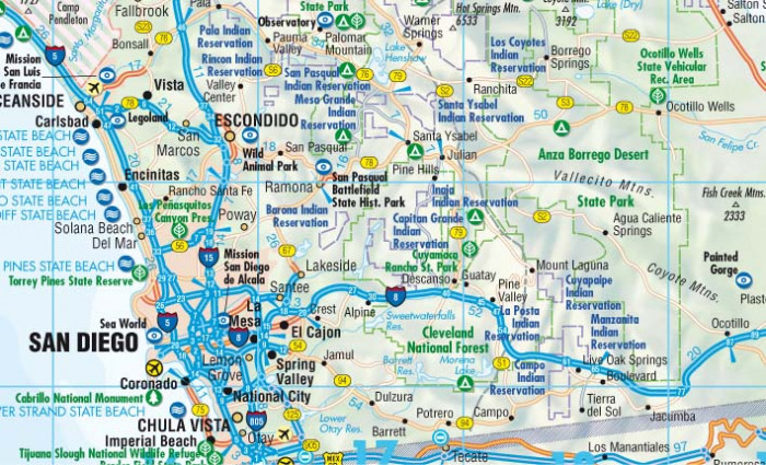detail Kalifornie (California) 1:1,2m mapa Borch
