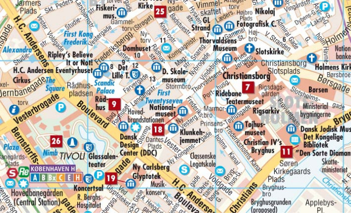 detail Kodaň (Copenhagen) 1:11t mapa Borch