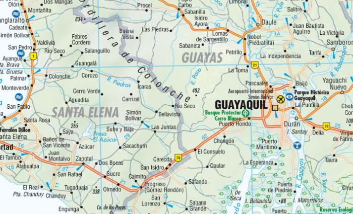 detail Ekvádor (Ecuador) 1:1m mapa Borch