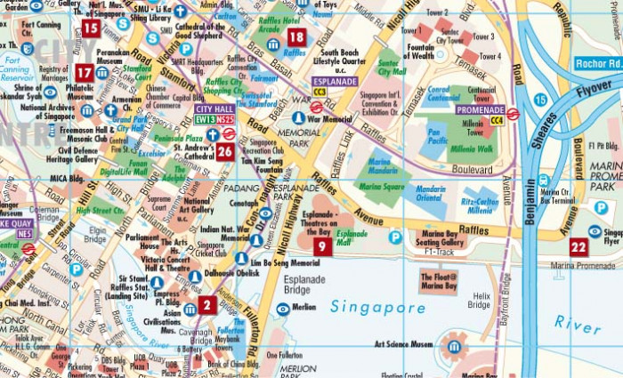 detail Singapur (Singapore) 1:14t mapa Borch