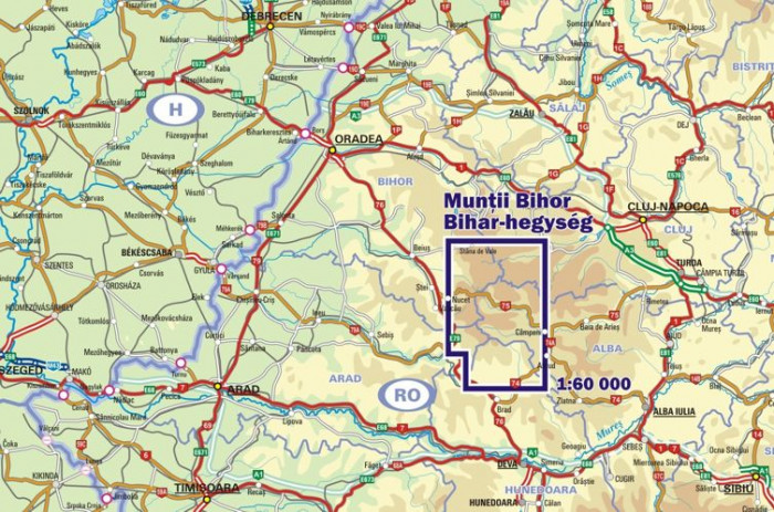 detail Muntii Bihor 1:60t turistická mapa DIMAP