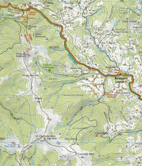 detail Muntii Bihor 1:60t turistická mapa DIMAP