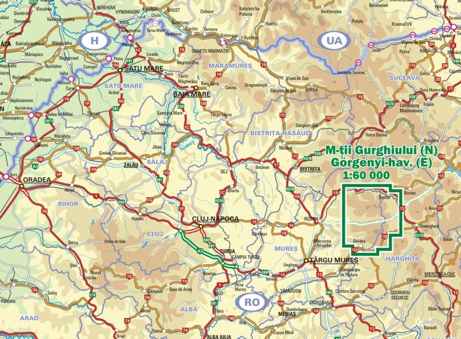 detail Muntii Gurghiului - Gurghiu Mountains 1:60t turistická mapa DIMAP