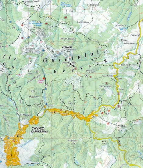 detail Muntii Gutai, Lapus and Tibles 1:60t turistická mapa DIMAP