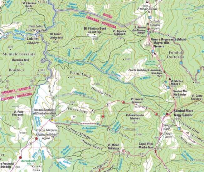 detail Muntii Nemira 1:60t turistická mapa DIMAP