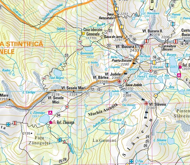 detail Muntii Retezat 1:50t turistická mapa DIMAP