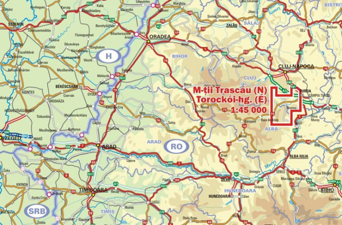 detail Trascau Sever, Turzi 1:50t turistická mapa DIMAP