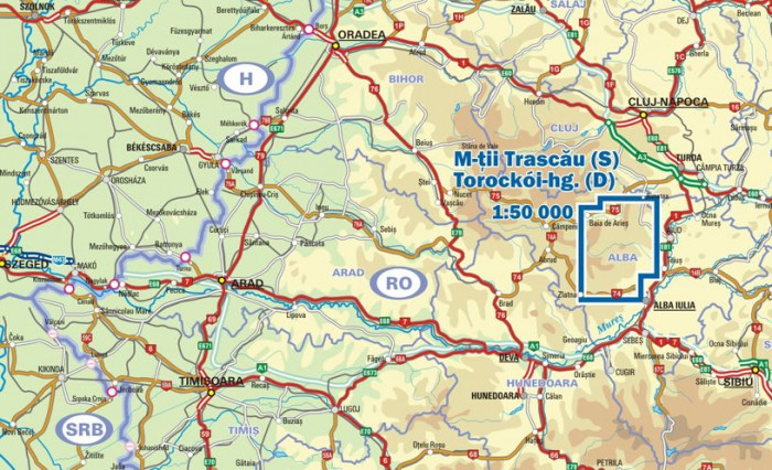 detail Trascau Jih 1:50t turistická mapa DIMAP