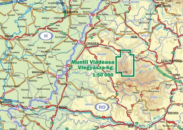 detail Muntii Vladeasa 1:50t turistická mapa DIMAP