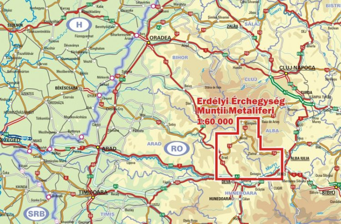 detail Munti Metaliferi 1:60t turistická mapa DIMAP