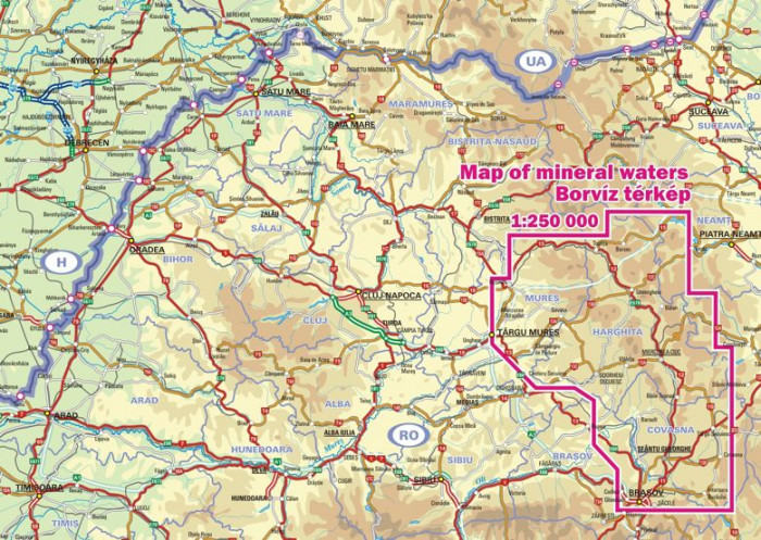detail Map of Mineral Waters in ´Szekely Land´ 1:200t turistická mapa DIMAP