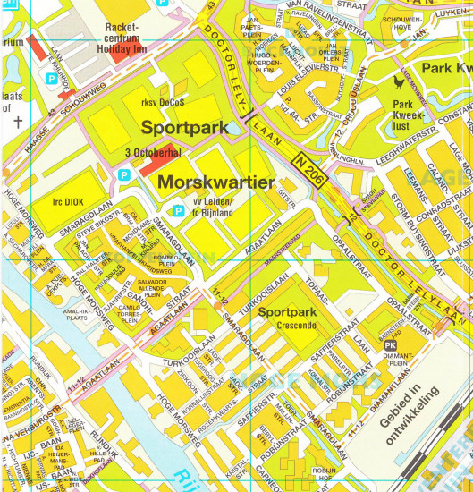 detail Leiden plán města a okolí CITOPLAN