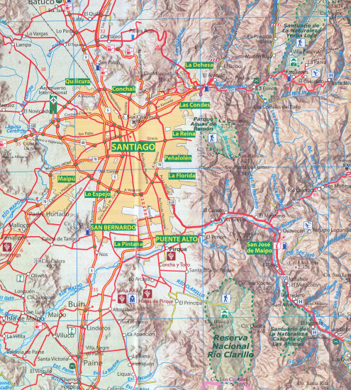 detail Chile #4, Zona Central 1:400.000 cestovní mapa COMPASS