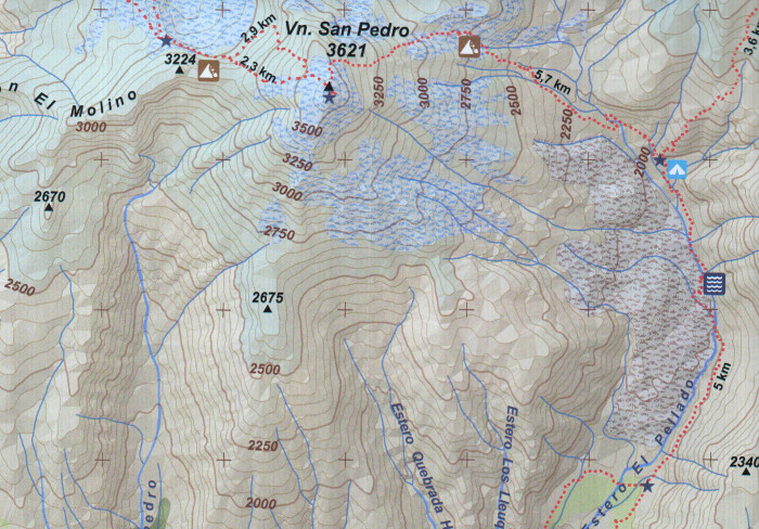 detail Chile - Melado, Vn. San Pedro 1:50t turistická mapa COMPASS
