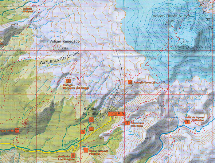 detail Chile - Nevados de Chillán 1:50t turistická mapa COMPASS