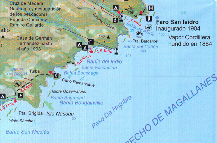 detail Chile - Cabo Froward 1:100t turistická mapa COMPASS