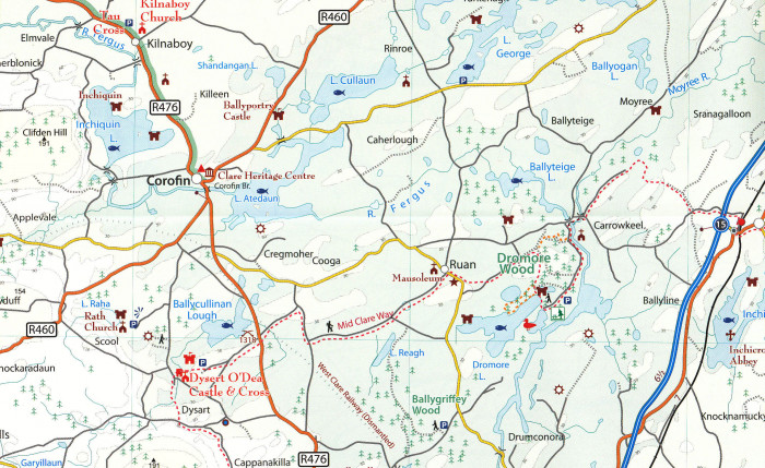 detail Clare county 1:80.000 mapa (Irsko)