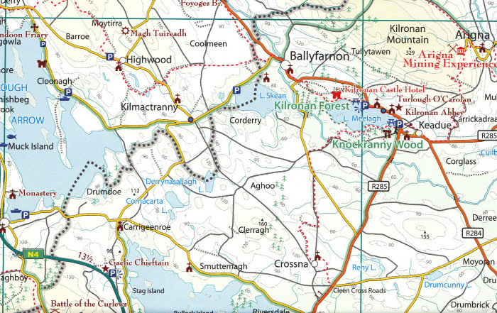 detail Mayo & Sligo county 1:100.000 mapa (Irsko)